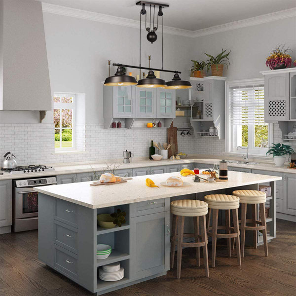 Williston 3light Pulley Pendant Light,rustic Kitchen Island